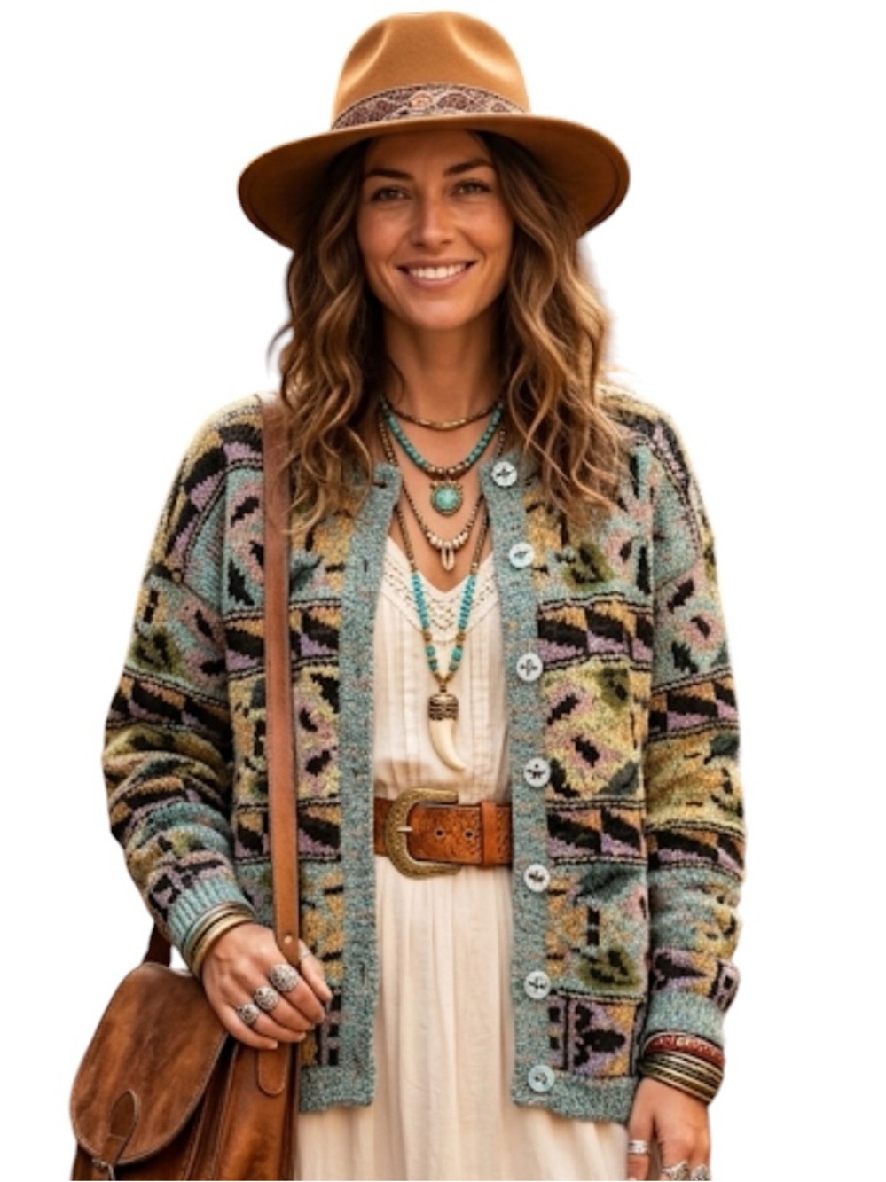 Cameron Clothing Co. Boho Watercolor Abstract Knit Sweater Art to Wear Sz M
